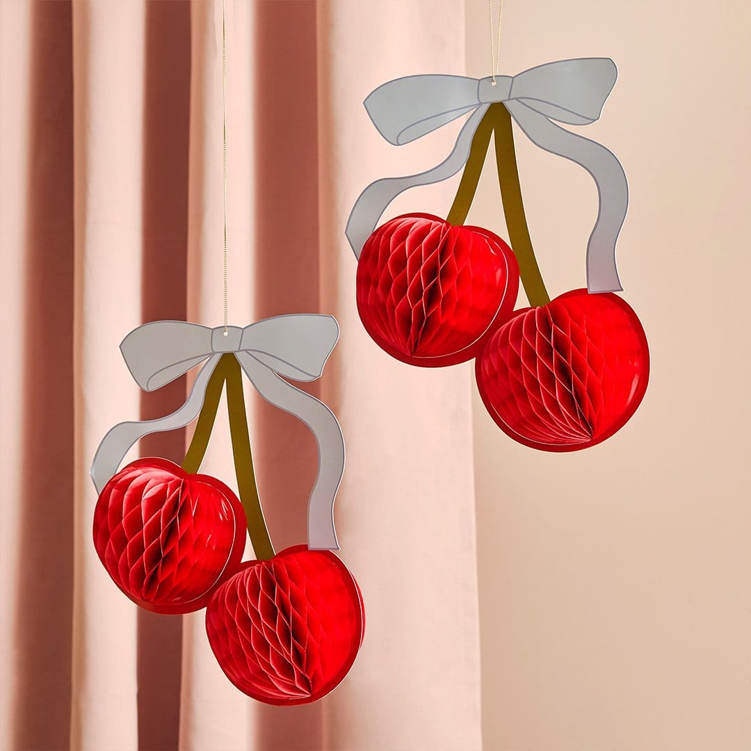 Rococo Cherries Honeycombs - Pack of 2 Banners Rococo Cherries Honeycombs - Pack of 2