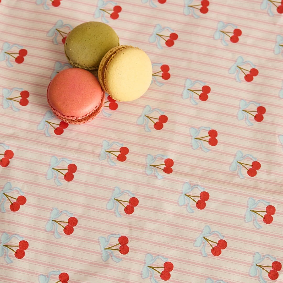 Rococo Cherries Paper Tablecloth - Cherry Party Supplies tablecover Rococo Cherries Paper Tablecloth