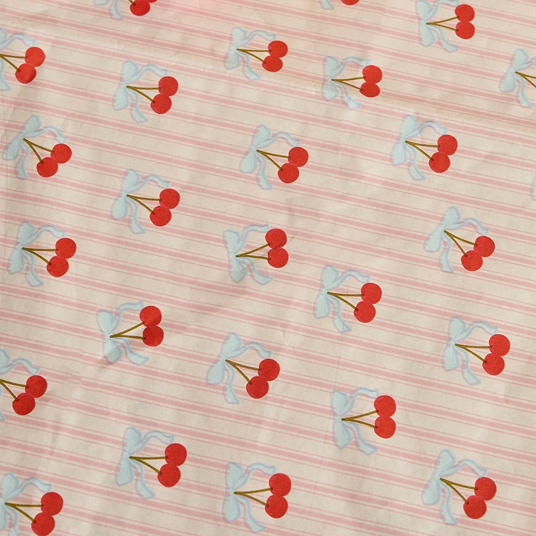 Rococo Cherries Paper Tablecloth - Cherry Party Supplies tablecover Rococo Cherries Paper Tablecloth