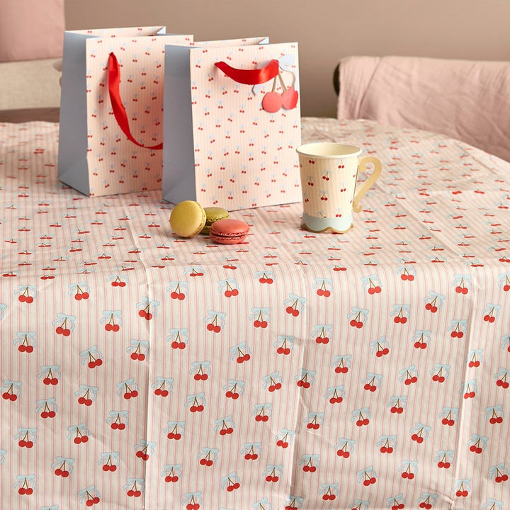 Rococo Cherries Paper Tablecloth - Cherry Party Supplies tablecover Rococo Cherries Paper Tablecloth