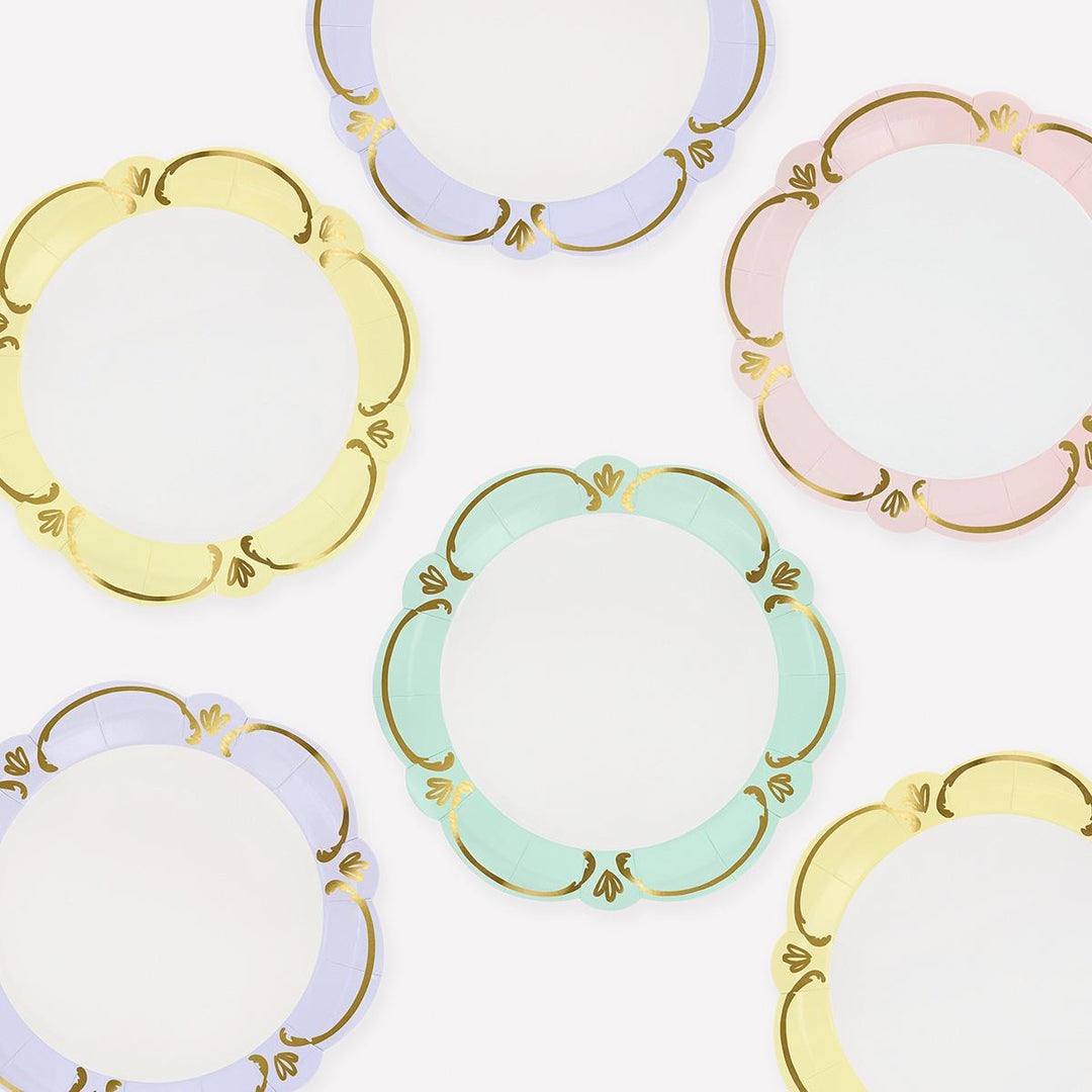 Rococo Pastel Side Party Plates x 8 | Meri Meri party plates Rococo Pastel Side Party Plates x 8