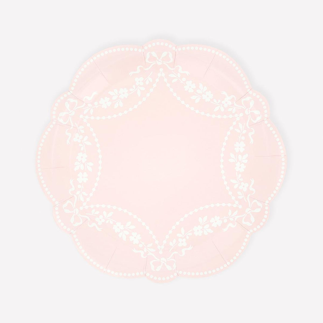 Rococo Pink Side Party Plates x 8 | Meri Meri party plates Rococo Pink Side Party Plates x 8