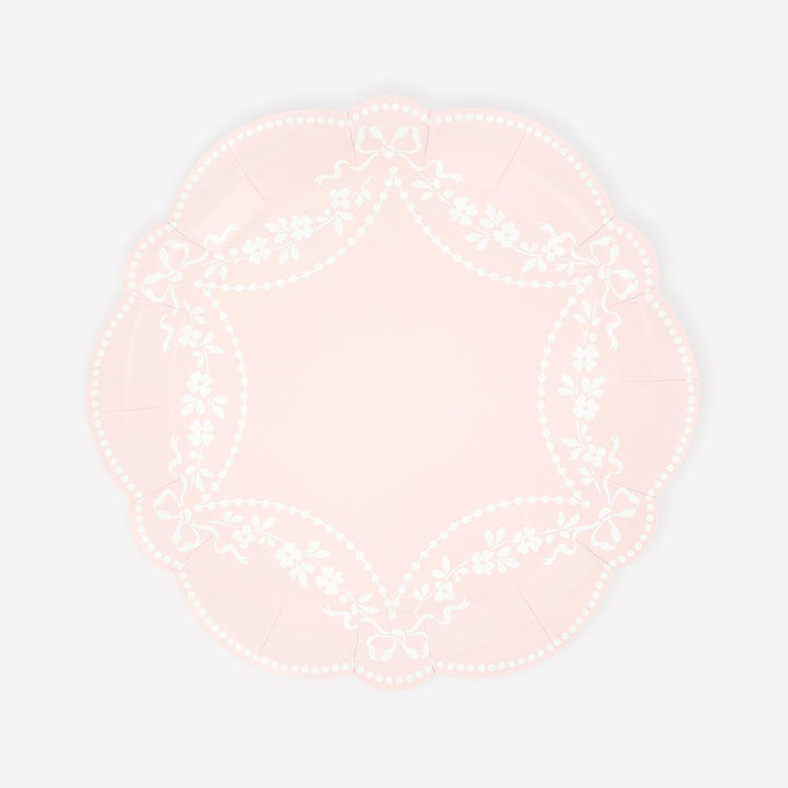 Rococo Pink Side Party Plates x 8 | Meri Meri party plates Rococo Pink Side Party Plates x 8
