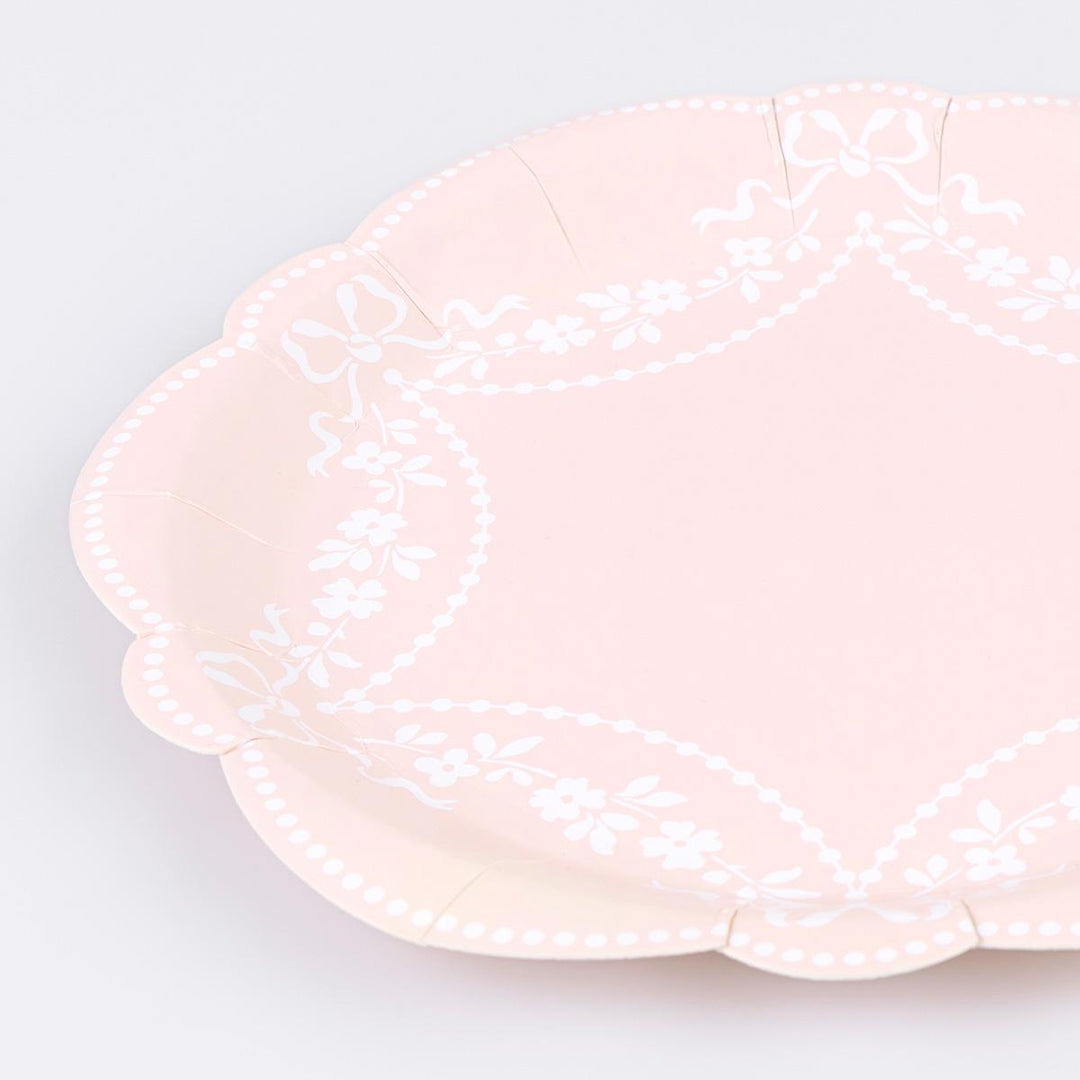 Rococo Pink Side Party Plates x 8 | Meri Meri party plates Rococo Pink Side Party Plates x 8