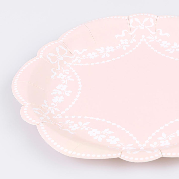 Rococo Pink Side Party Plates x 8 | Meri Meri party plates Rococo Pink Side Party Plates x 8