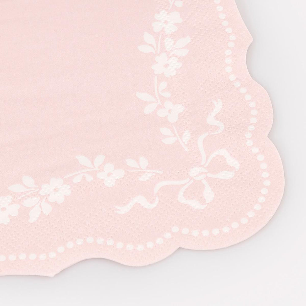 Rococo Pink Small Party Napkins x 16 | Meri Meri party napkins Rococo Pink Small Party Napkins x 16