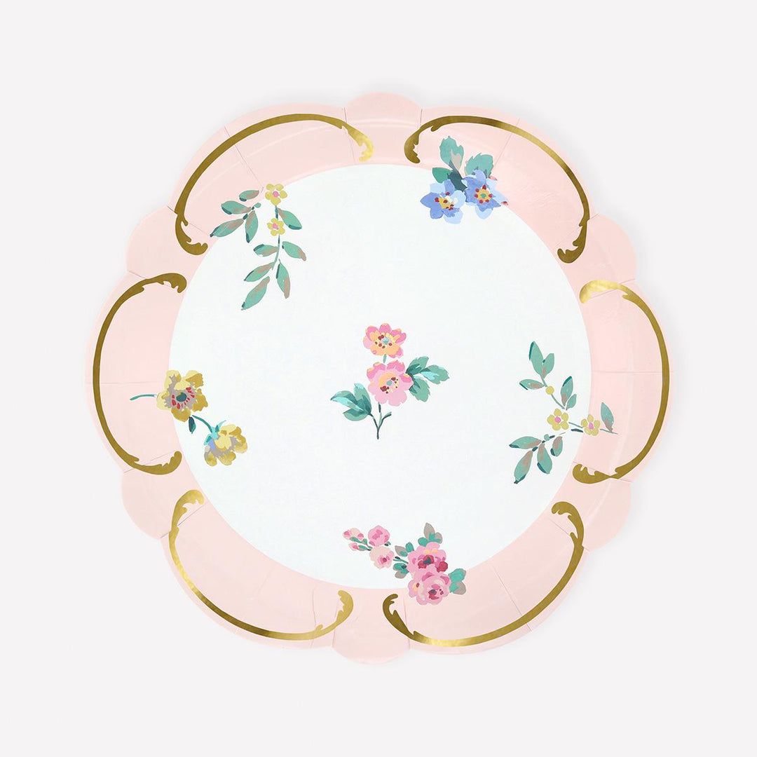 Rococo Posy Side Party Plates x 8 | Meri Meri party plates Rococo Posy Side Party Plates x 8