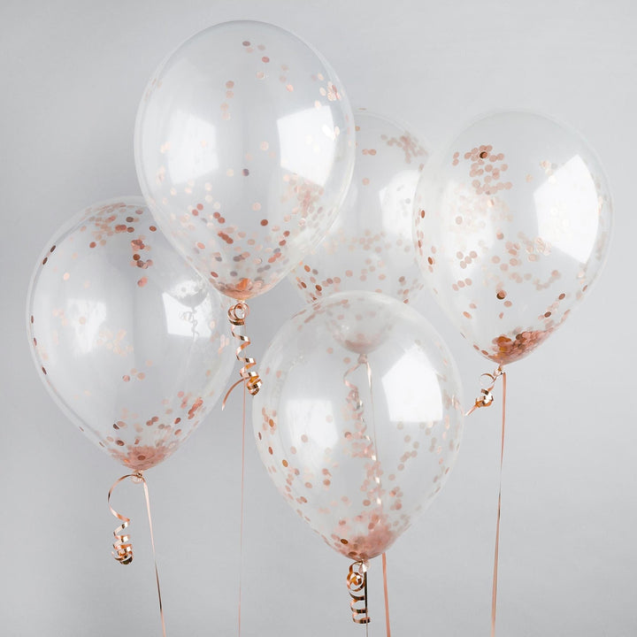 Rose Gold Confetti balloons x 5 Balloons Rose Gold Confetti balloons x 5