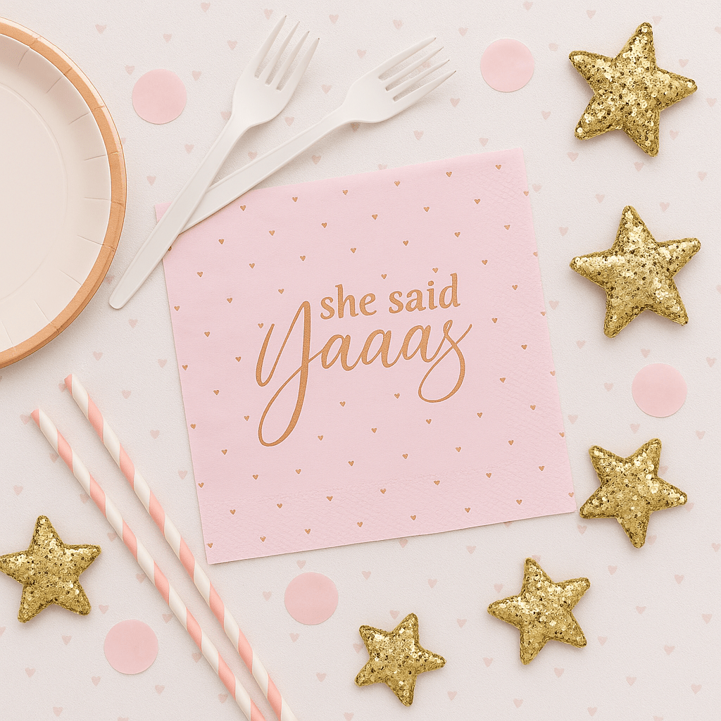 Rose Gold Foiled Hen Party Napkins Party Supplies Rose Gold Foiled Hen Party Napkins x 20