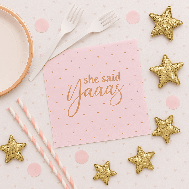 Rose Gold Foiled Hen Party Napkins Party Supplies Rose Gold Foiled Hen Party Napkins x 20