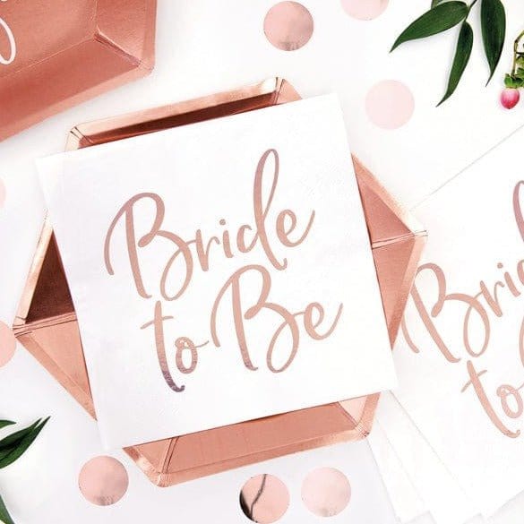 Rose Gold Hen Party Bride To Be Napkins x 20 - Party Deco Paper Napkins Rose Gold Bride To Be Hen Party Napkins x 20