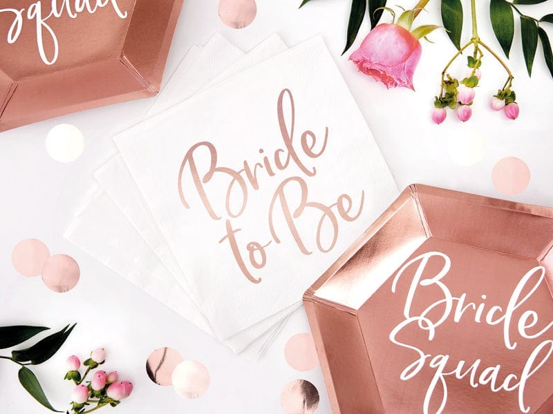 Rose Gold Hen Party Bride To Be Napkins x 20 - Party Deco Paper Napkins Rose Gold Bride To Be Hen Party Napkins x 20