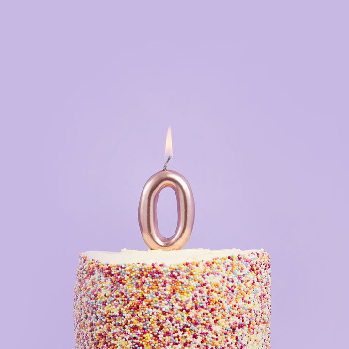 Rose Gold Number 0 Cake Candle Birthday Candles Rose Gold Number 0 Cake Candle