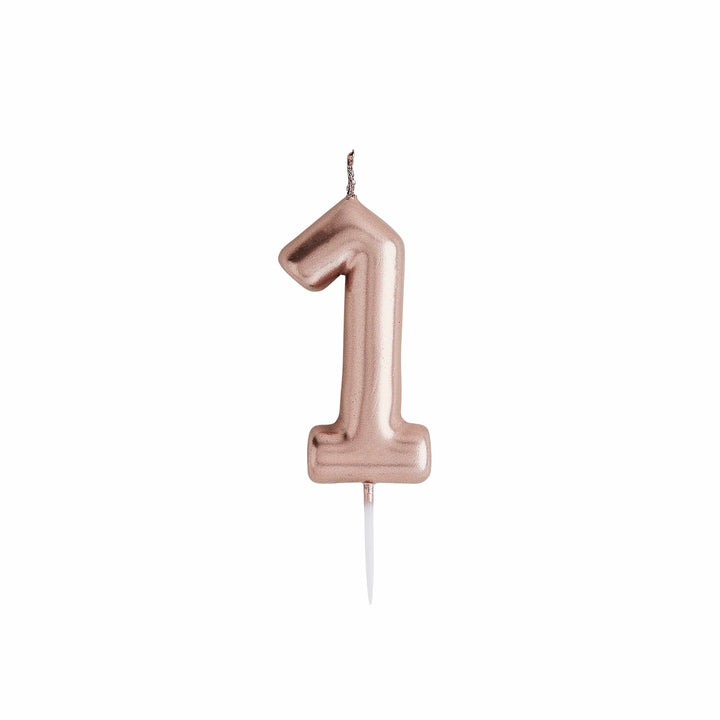 Rose Gold Number 1 Candle - 1st Birthday Cake Candle Birthday Candles Rose Gold Number 1 Cake Candle