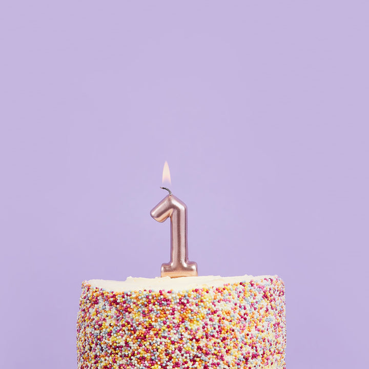Rose Gold Number 1 Candle - 1st Birthday Cake Candle Birthday Candles Rose Gold Number 1 Cake Candle
