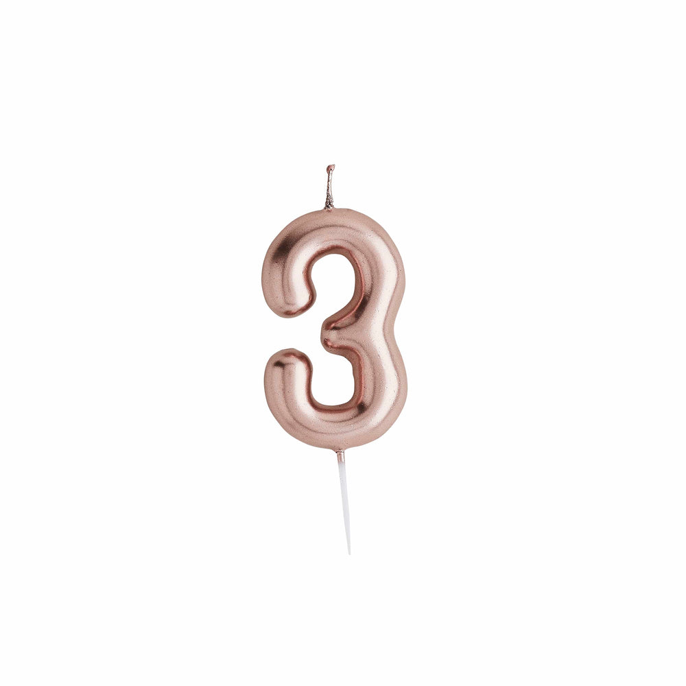 Rose Gold Number 3 Candle - 3rd Birthday Cake Candle Birthday Candles Rose Gold Number 3 Cake Candle