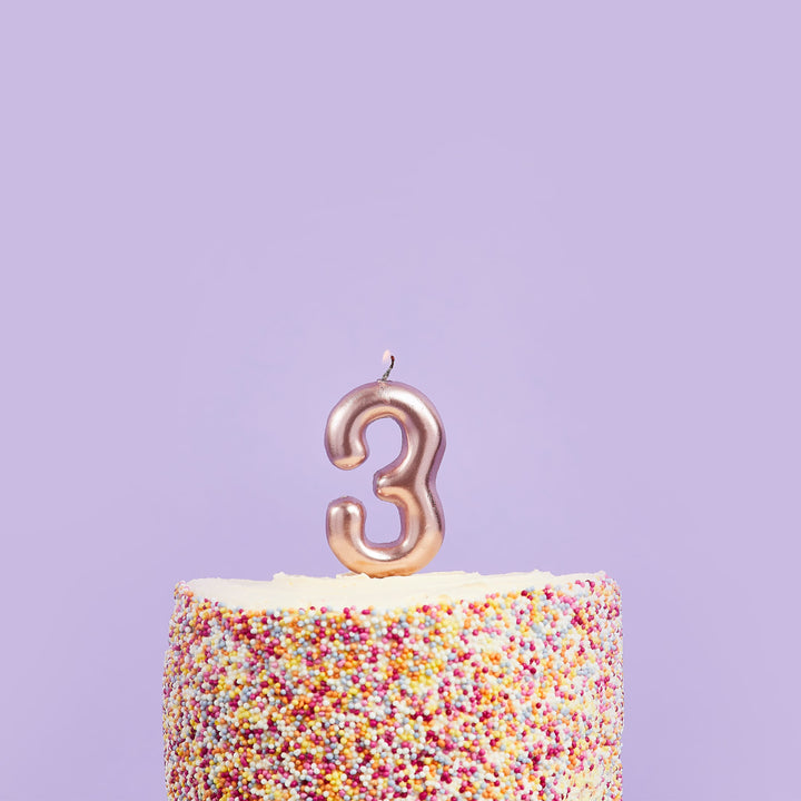Rose Gold Number 3 Candle - 3rd Birthday Cake Candle Birthday Candles Rose Gold Number 3 Cake Candle