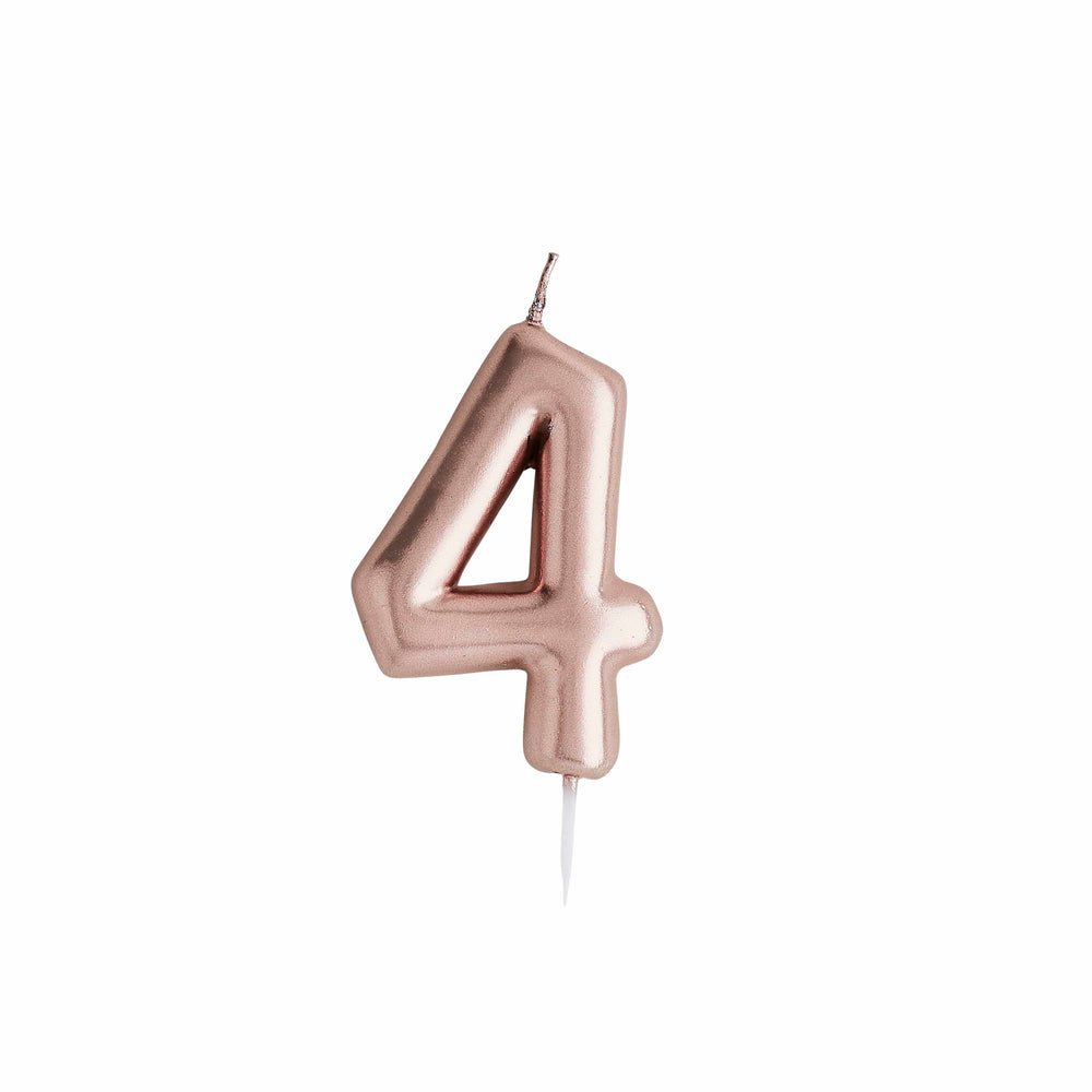 Rose Gold Number 4 Candle - 4th Birthday Candle Birthday Candles Rose Gold Number 4 Cake Candle
