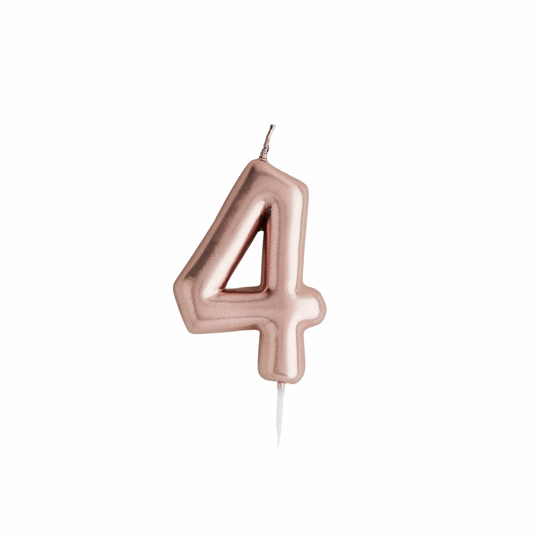 Rose Gold Number 4 Candle - 4th Birthday Candle Birthday Candles Rose Gold Number 4 Cake Candle