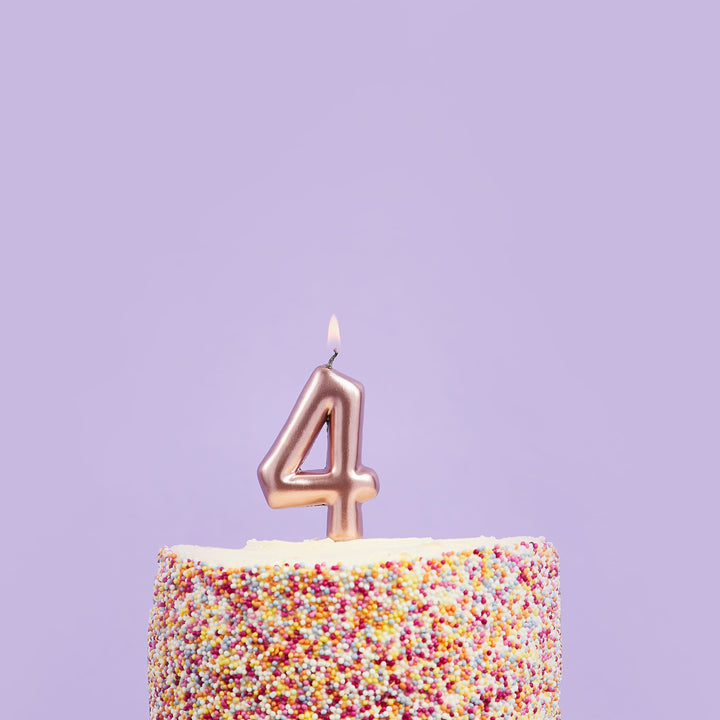 Rose Gold Number 4 Candle - 4th Birthday Candle Birthday Candles Rose Gold Number 4 Cake Candle
