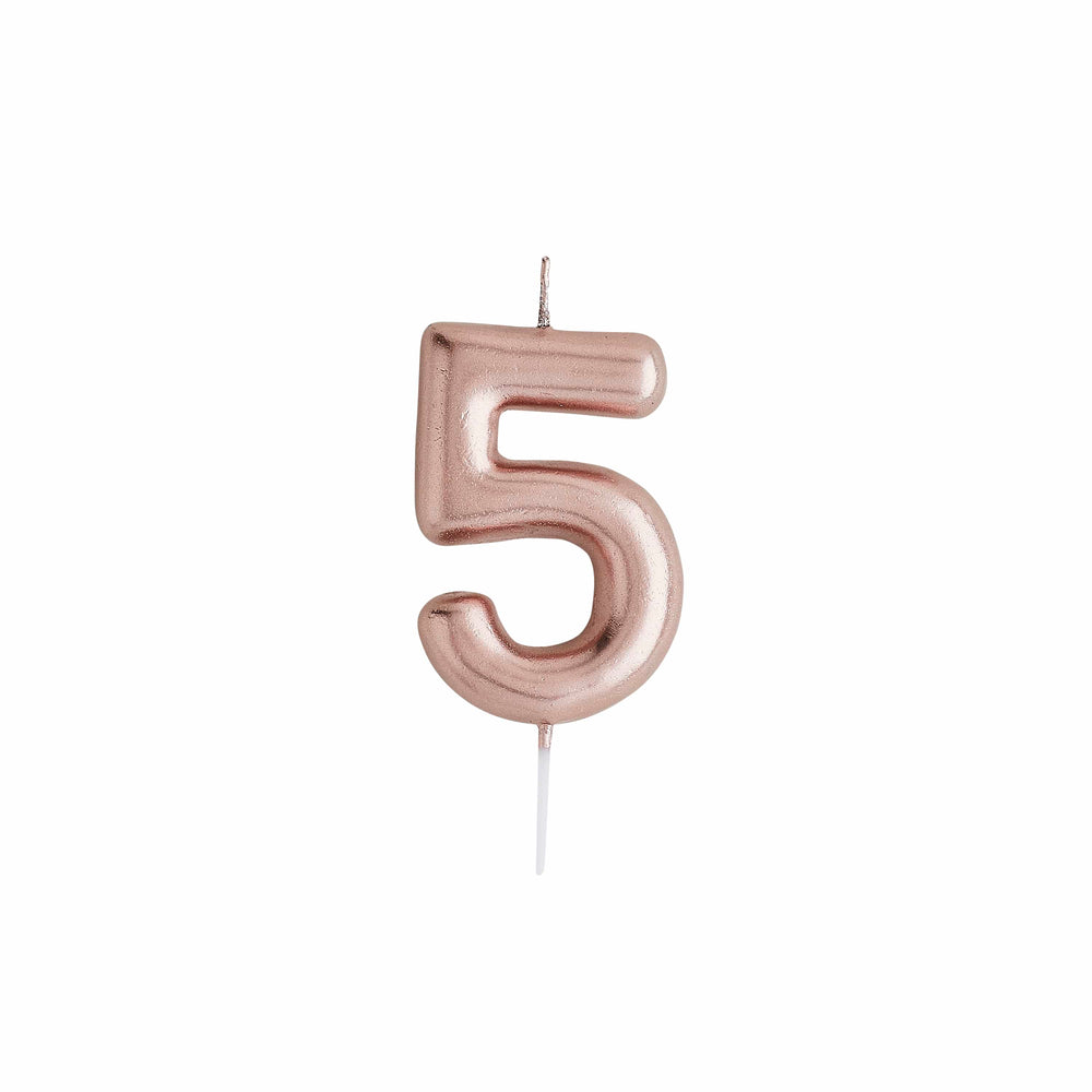 Rose Gold Number 5 Candle - 5th Birthday Candle Birthday Candles Rose Gold Number 5 Cake Candle