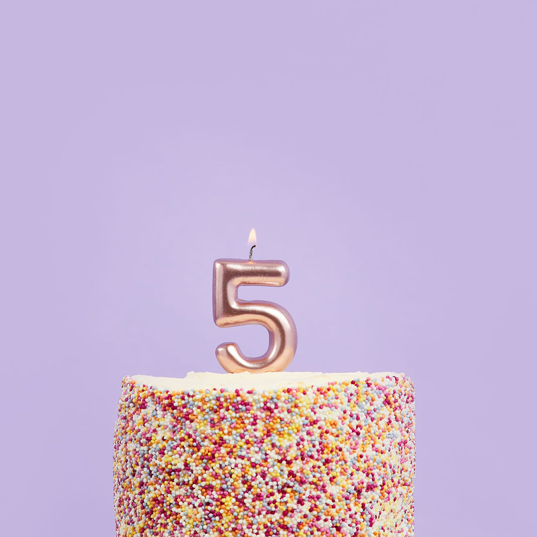 Rose Gold Number 5 Candle - 5th Birthday Candle Birthday Candles Rose Gold Number 5 Cake Candle