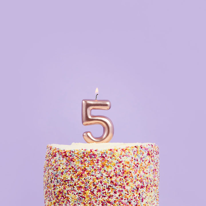 Rose Gold Number 5 Candle - 5th Birthday Candle Birthday Candles Rose Gold Number 5 Cake Candle