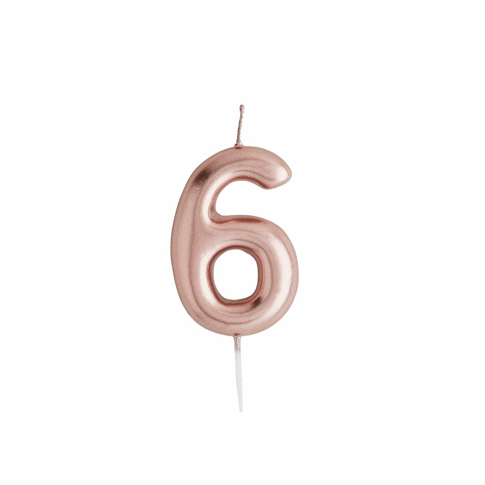 Rose Gold Number 6 Candle - 6th Birthday Candle Birthday Candles Rose Gold Number 6 Cake Candle