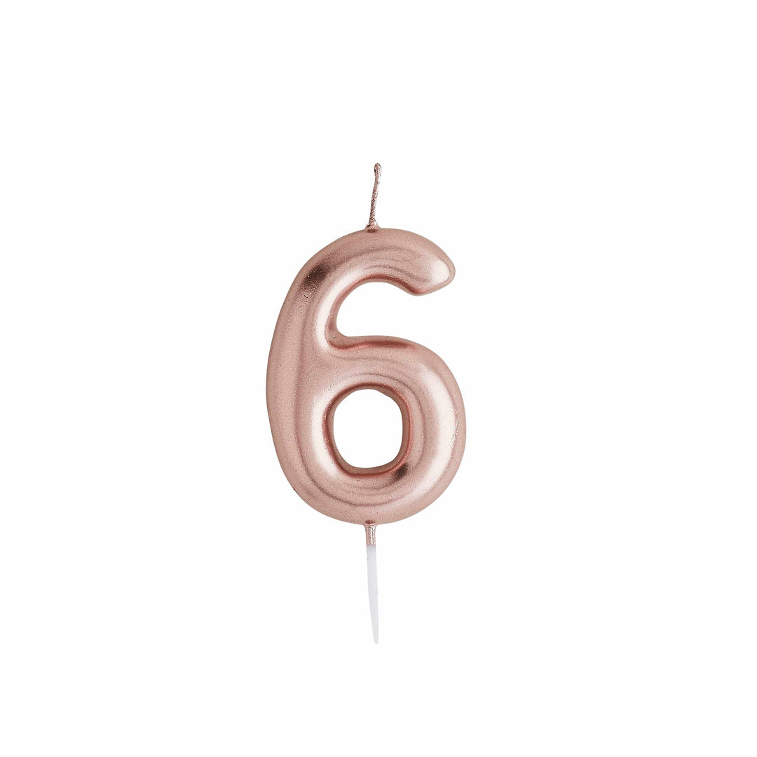 Rose Gold Number 6 Candle - 6th Birthday Candle Birthday Candles Rose Gold Number 6 Cake Candle