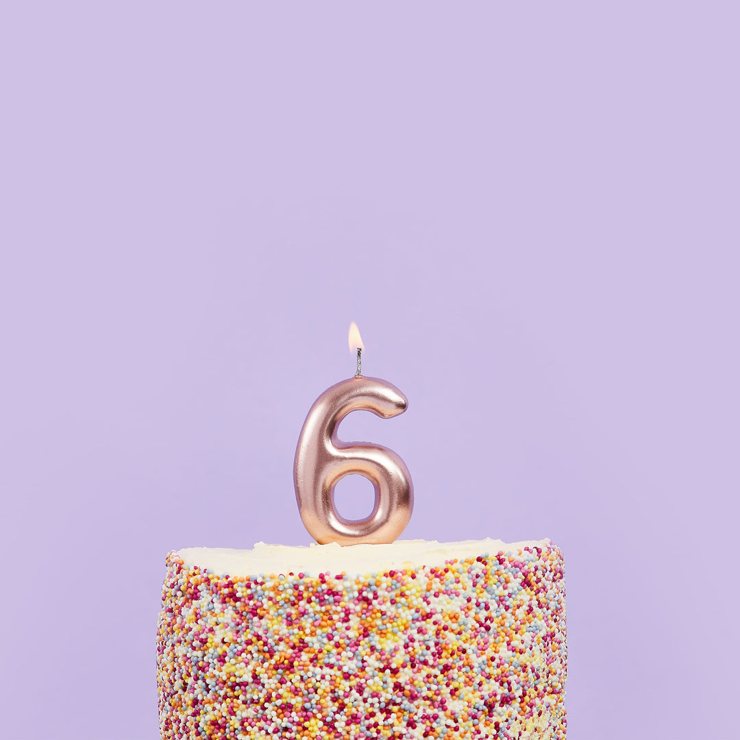 Rose Gold Number 6 Candle - 6th Birthday Candle Birthday Candles Rose Gold Number 6 Cake Candle