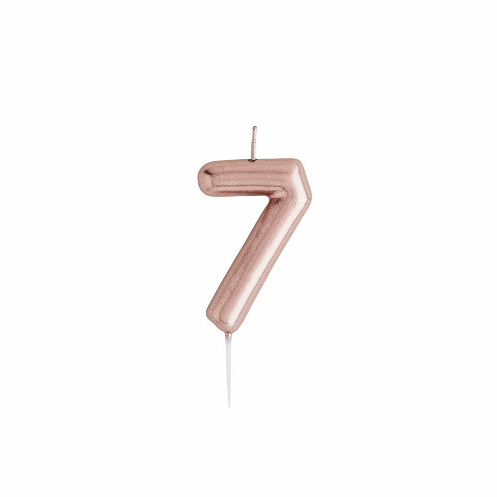 Rose Gold Number 7 Candle - 7th Birthday Candle Birthday Candles Rose Gold Number 7 Cake Candle