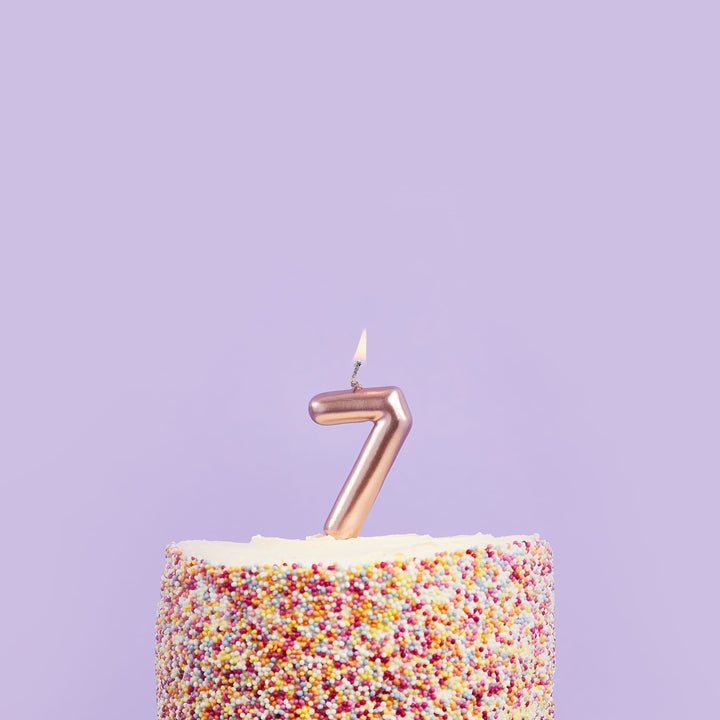 Rose Gold Number 7 Candle - 7th Birthday Candle Birthday Candles Rose Gold Number 7 Cake Candle