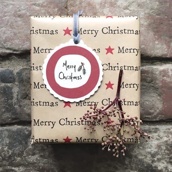 Round Christmas Gift Tag, Merry Christmas | East of India Gift Tags East of India Round Christmas Gift Tag - Merry Christmas