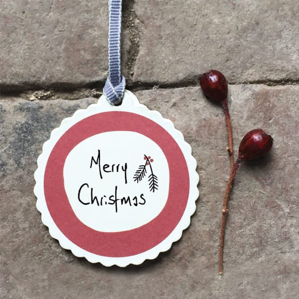Round Christmas Gift Tag, Merry Christmas | East of India Gift Tags East of India Round Christmas Gift Tag - Merry Christmas
