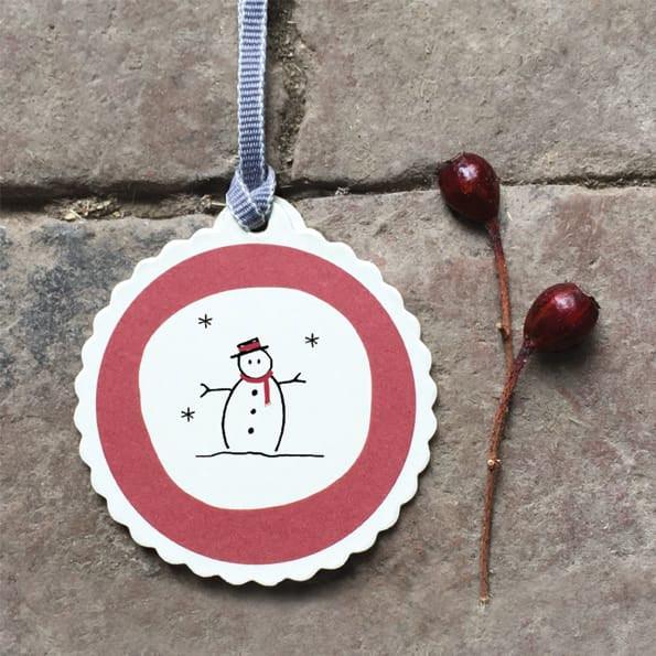 Round Christmas Gift Tag, Snowman | East of India Gift Tags East of India Round Christmas Gift Tag - Snowman