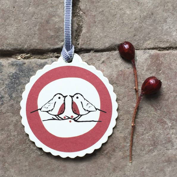 Round Gift Tag, Pair of Robins | East of India Gift Tags East of India Round Gift Tag - Pair of Robins