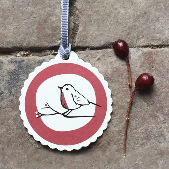 Round Gift Tag, Robin on Branch | East of India Gift Tags East of India Round Gift Tag - Robin on Branch