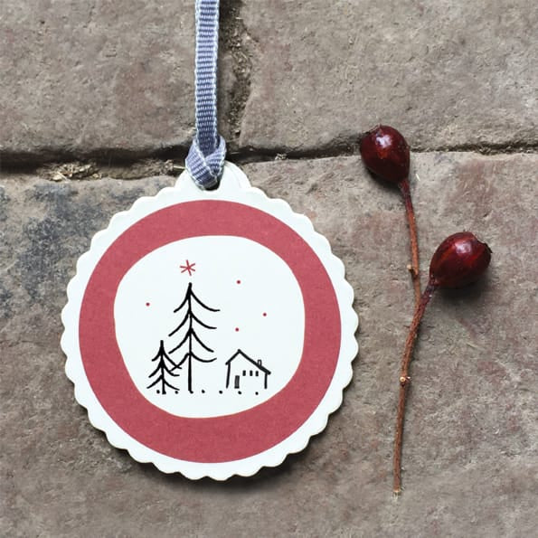 Round Gift Tag, Trees and House | East of India Gift Tags East of India Round Gift Tag - Trees and House