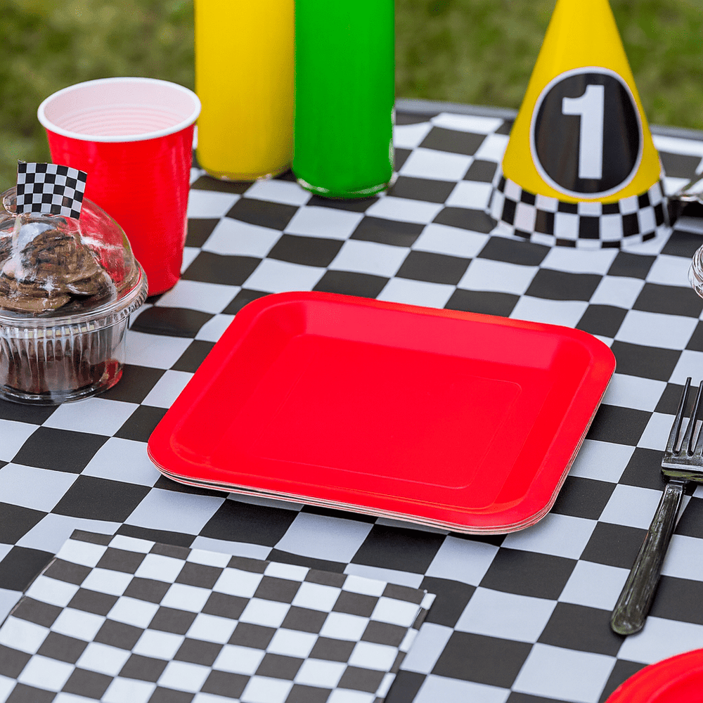 Ruby Red Square Party Plates x 14 - Red Party Supplies Disposable Plates Ruby Red Square Party Plates x 14