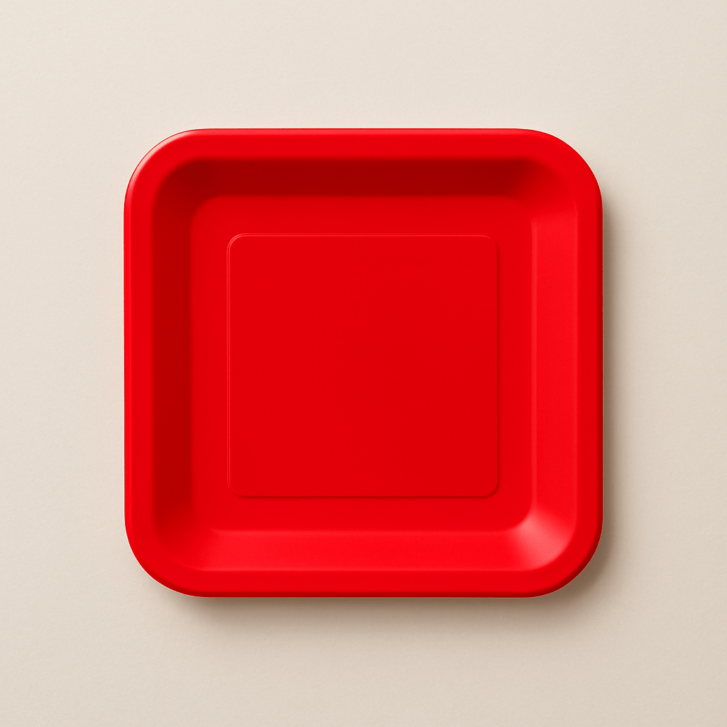 Ruby Red Square Party Plates x 14 - Red Party Supplies Disposable Plates Ruby Red Square Party Plates x 14