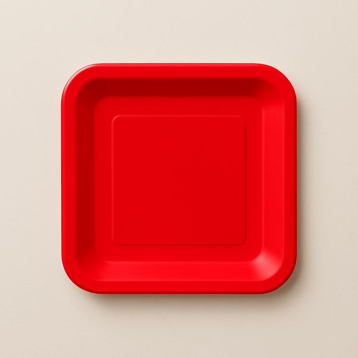 Ruby Red Square Party Plates x 14 - Red Party Supplies Disposable Plates Ruby Red Square Party Plates x 14