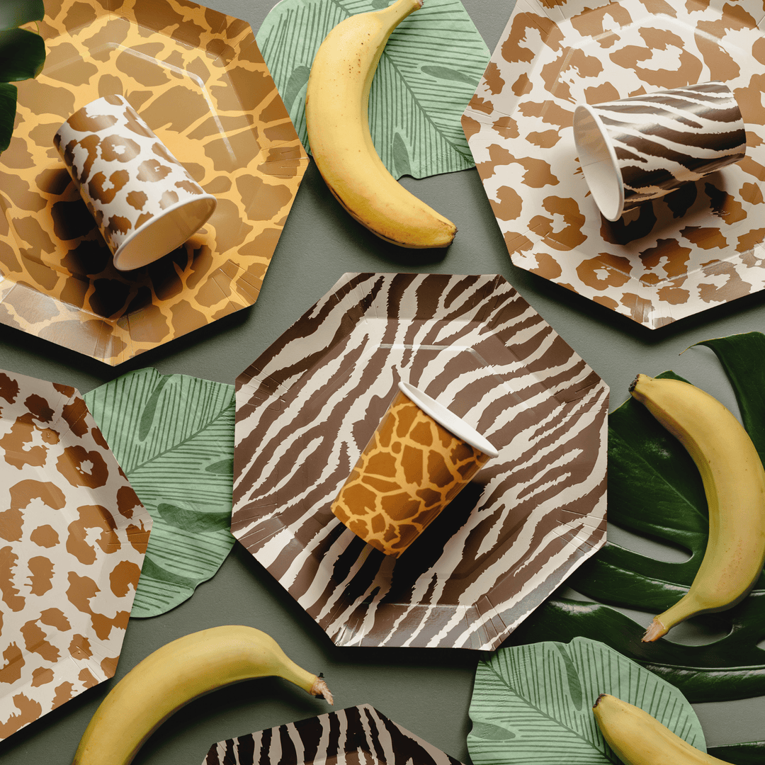 Safari Animal Print Party Cups x 6 - Safari Party Supplies UK party cups Safari Animal Print Party Cups x 6