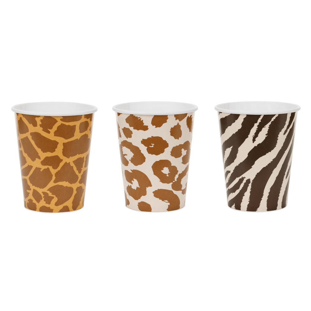 Safari Animal Print Party Cups x 6 - Safari Party Supplies UK party cups Safari Animal Print Party Cups x 6