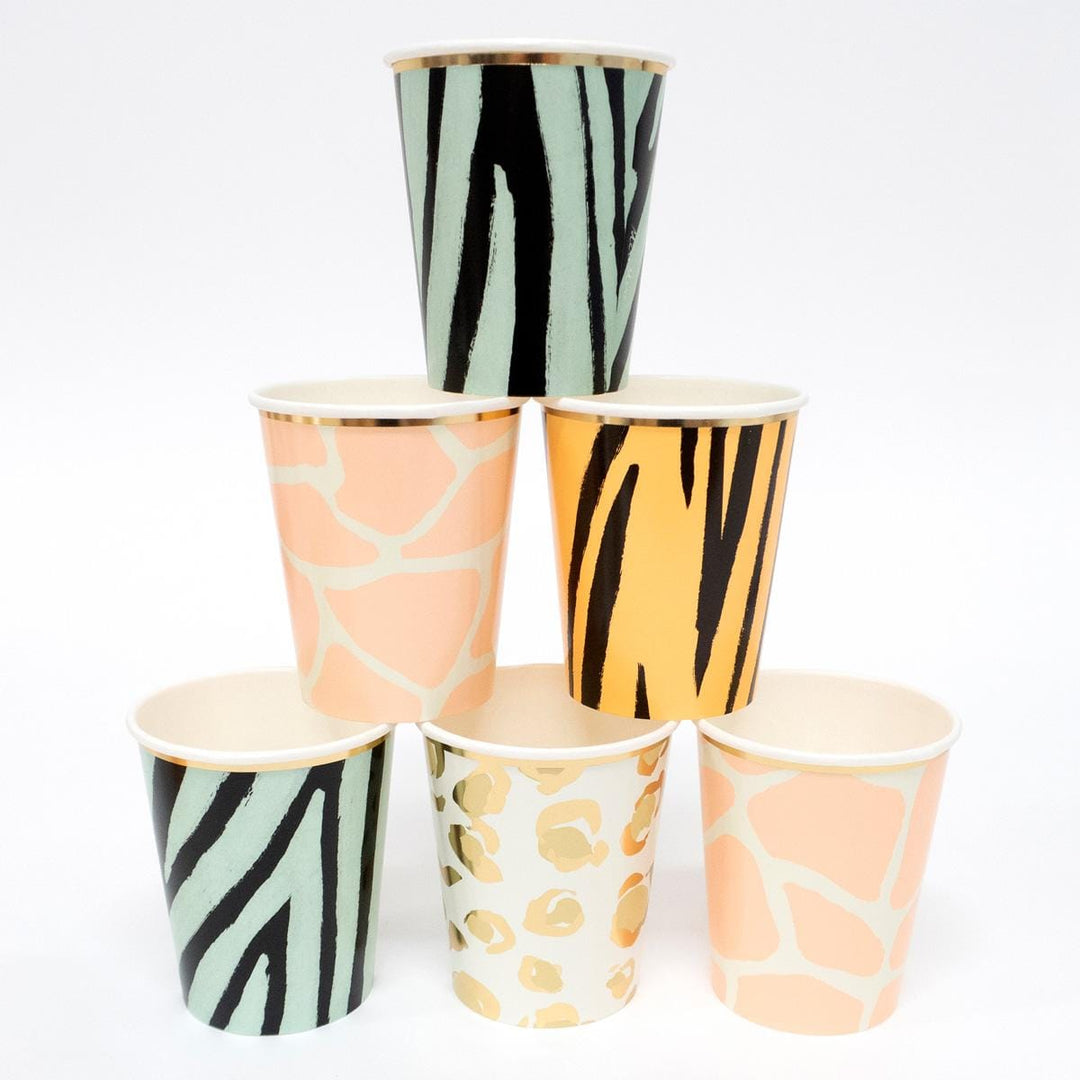 Safari Animal Print Party Cups x 8 | Party Tableware UK Tableware Safari Animal Print Party Cups x 8