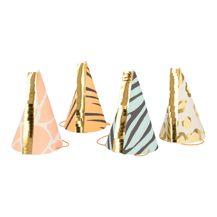 Safari Animal Print Party Hats x 8 | Party Accessories UK Party Accessories Safari Animal Print Party Hats x 8