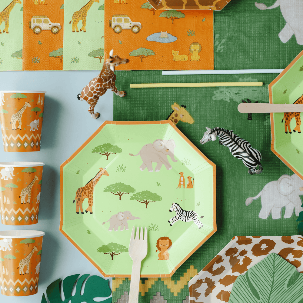 Safari Animals Dinner Plates x 6 - Safari Birthday Party Supplies party plates Safari Animals Dinner Plates x 6
