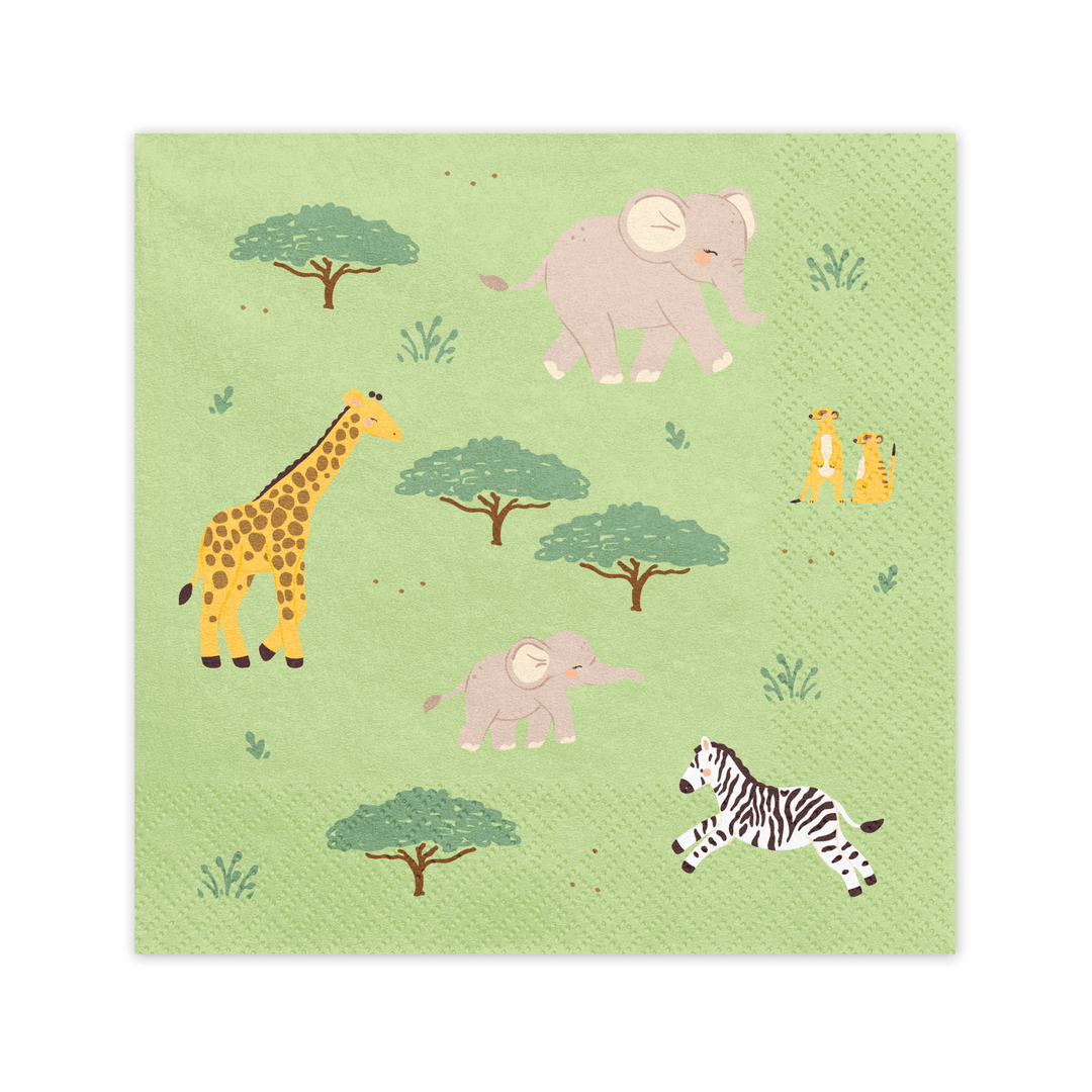 Safari Animals Large Party Napkins x 12 - Safari Birthday Party Supplies party napkins Safari Animals Large Party Napkins x 12