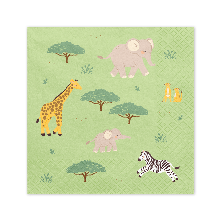 Safari Animals Large Party Napkins x 12 - Safari Birthday Party Supplies party napkins Safari Animals Large Party Napkins x 12
