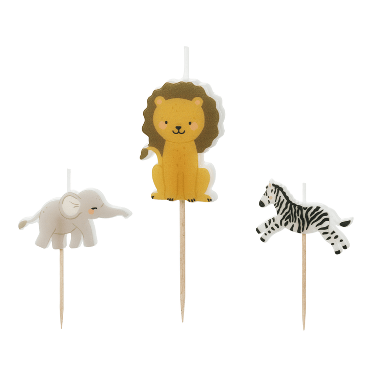 Safari Animals Party Candles x 3 - Safari Birthday Party Supplies Birthday Candles Safari Animals Party Candles x 3