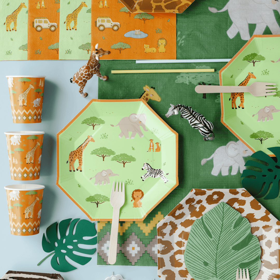 Safari Animals Party Cups x 6 - Safari Birthday Party Supplies Disposable Cups Safari Animals Party Cups x 6